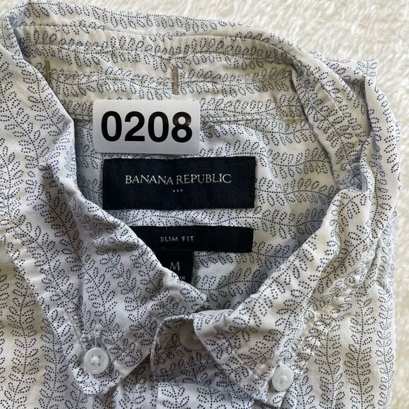 Banana Republic Men’s Patterned White button down shirt Medium Size M - Picture 10 of 10